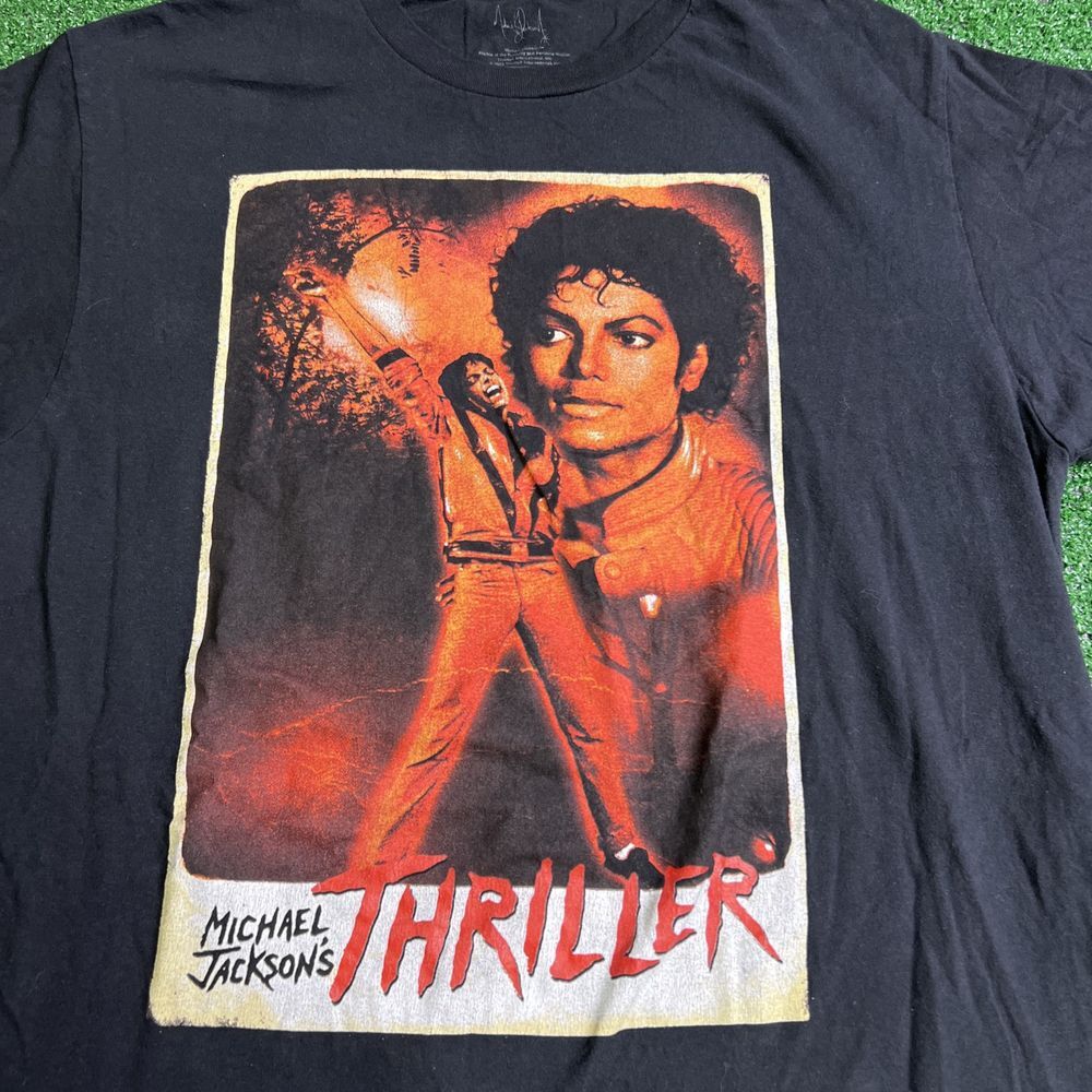 Michael Jackson Thriller Poster Short Sleeve T-Shirt Black Mens Size Large
